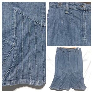 Y2K TRISTAN & ISEUT Denim Mermaid Flounce Skirt Boho Western Prairie